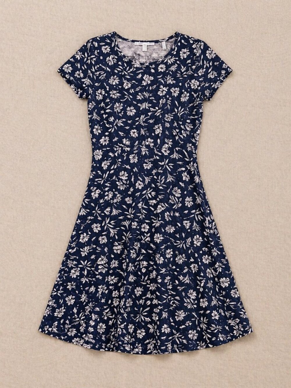 Draper James Navy Floral Dress Fit and Flare Preppy Summer Casual Size M